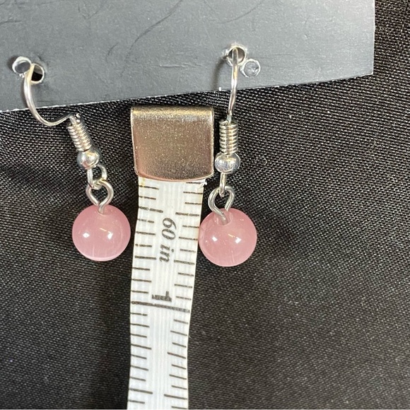 Light Pink Bead Dangle Earrings - Picture 2 of 3